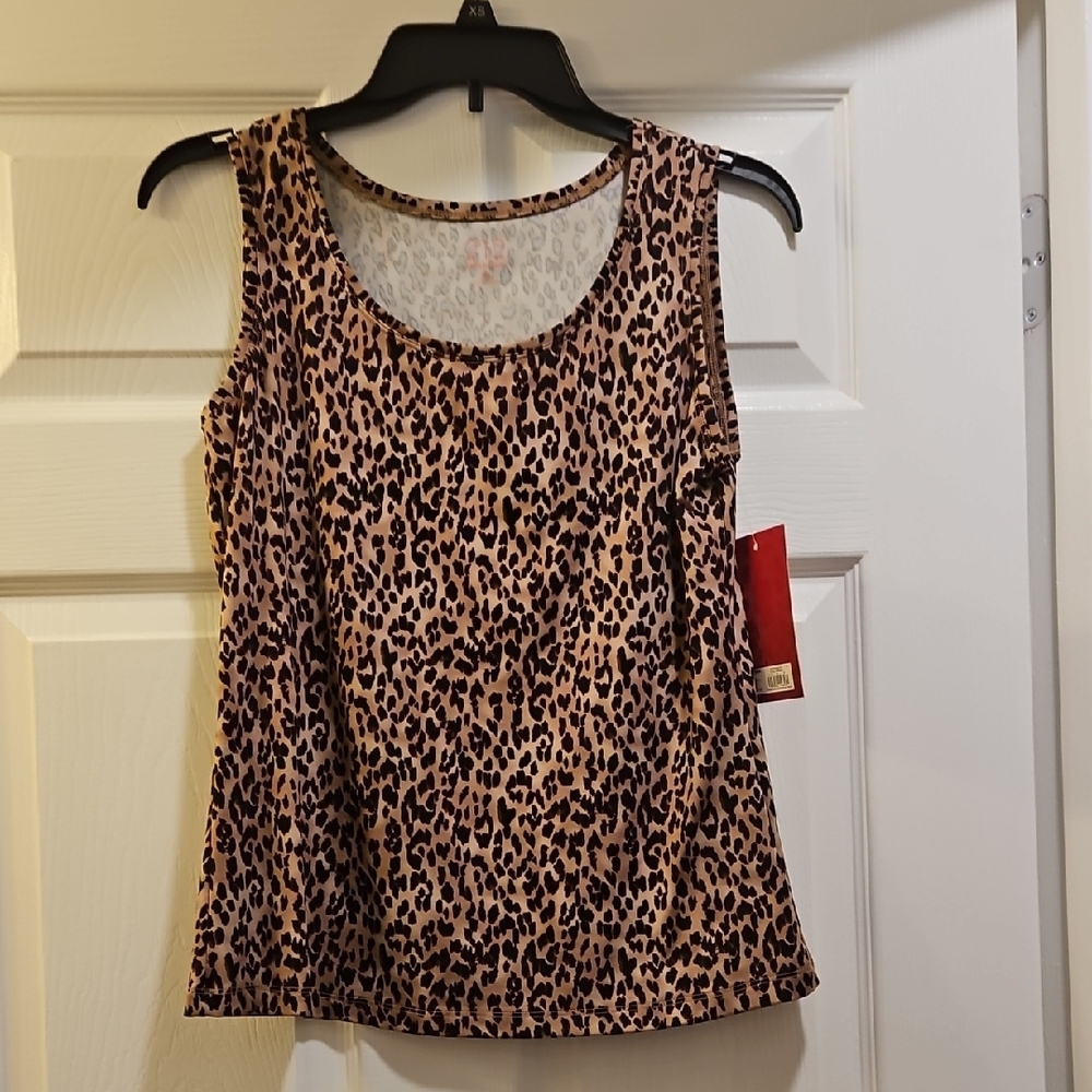 Tank Top For Work Or Casual. 212 NWT Collection Brown and Tan Fitted Tank Top